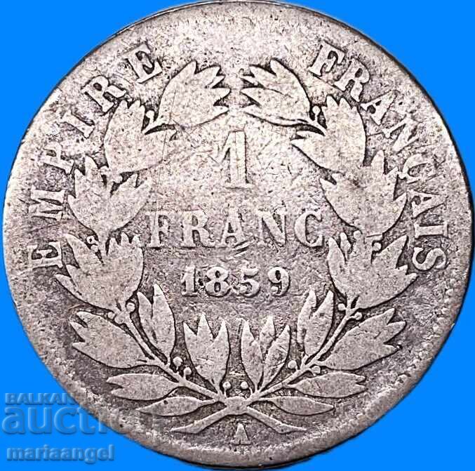 France 1859 1 Franc Napoleon III silver - quite rare - 6