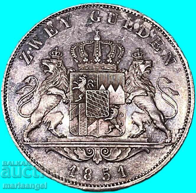 2 Gulden 1851 Γερμανία Τάληρο Βαυαρία ασήμι