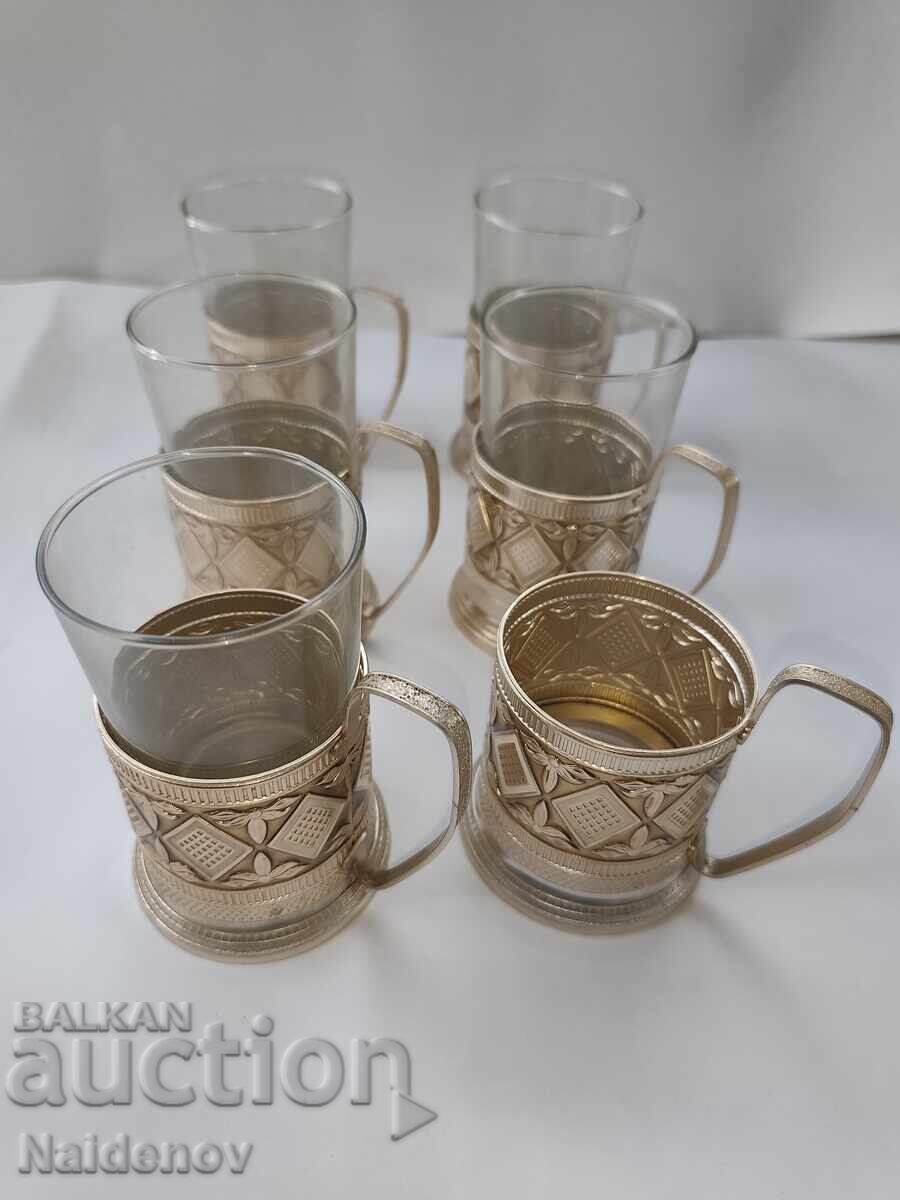 Чаши за чай огнеупорни лот СССР подстакани - 6