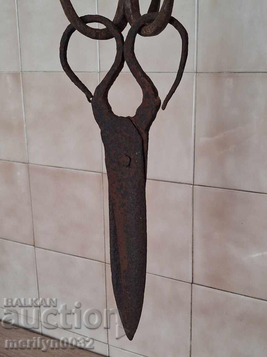Παλιό σφυρήλατο ψαλίδι, μαχαίρι, ψαλίδι από σφυρήλατο σίδερο - 6