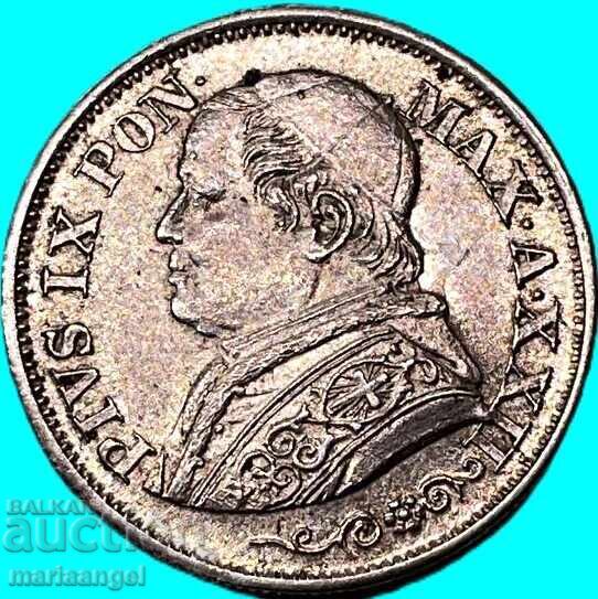 10 солди 1868 Ватикан Пий VI ано XXIV сребро - 7