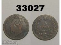 Italy 5 cents 1861 M