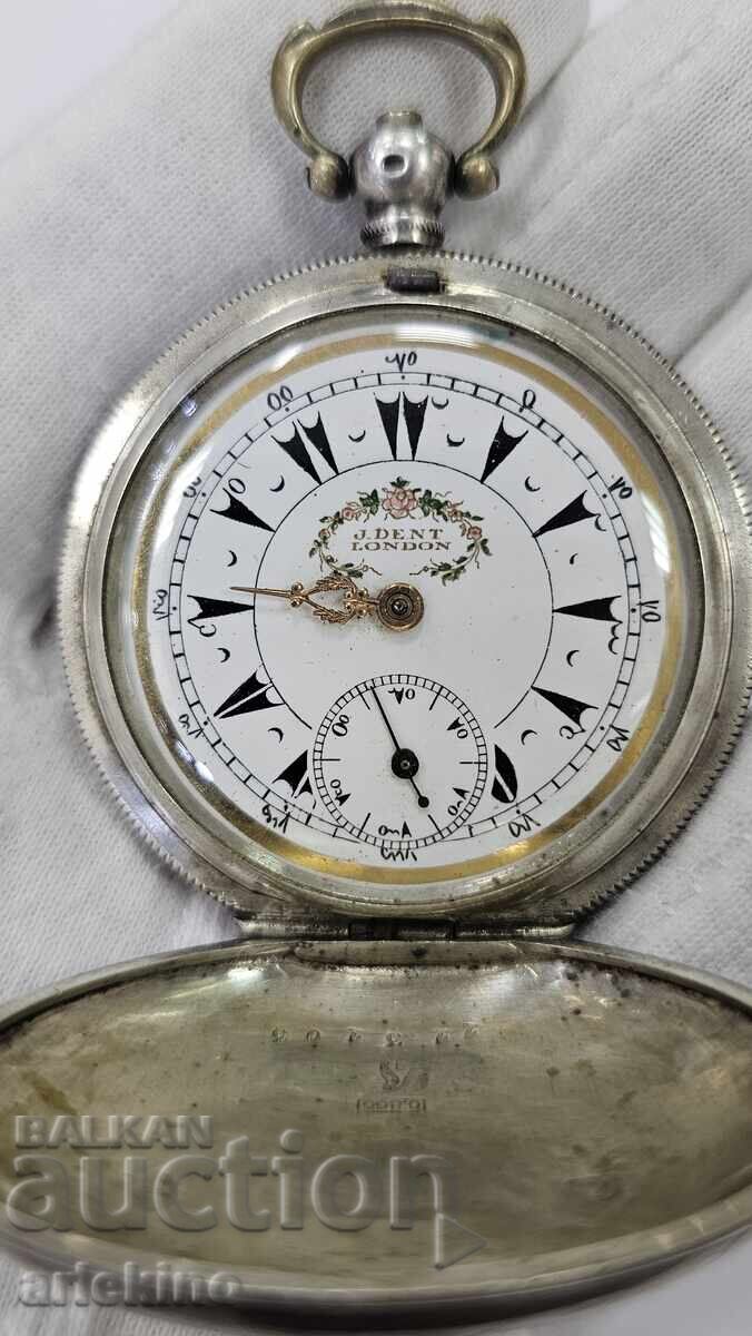 Ceas de buzunar otoman turcesc din argint "J Dent London"
