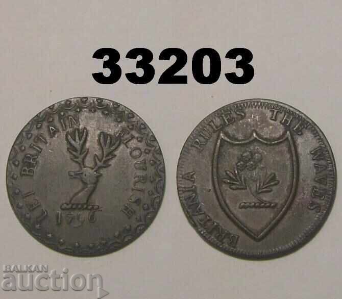 Britain Flourish Edinburgh 1/2 Penny 1796 Шотландия
