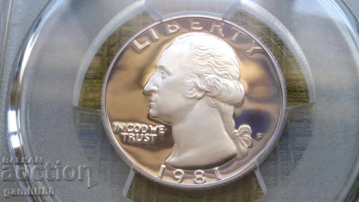 Licitație 25 cenți 1981 S SUA - Grad PR67DCAM PCGS