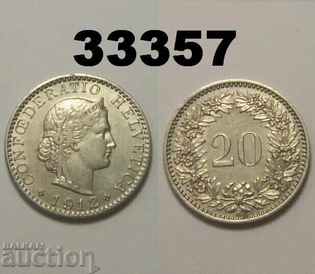 Швейцария 20 рапен 1912