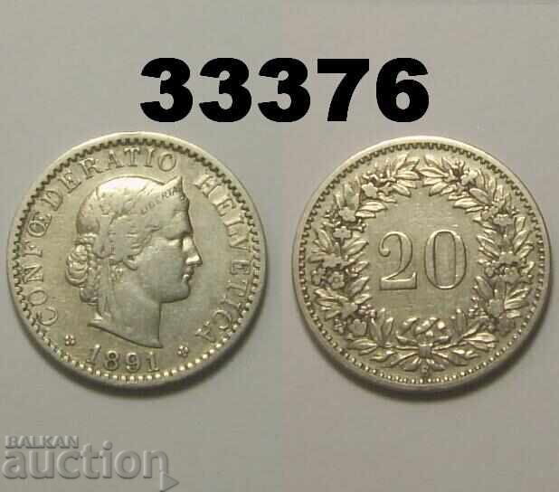 Швейцария 20 рапен 1891