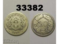 RR! Elveția 20 rappen 1851