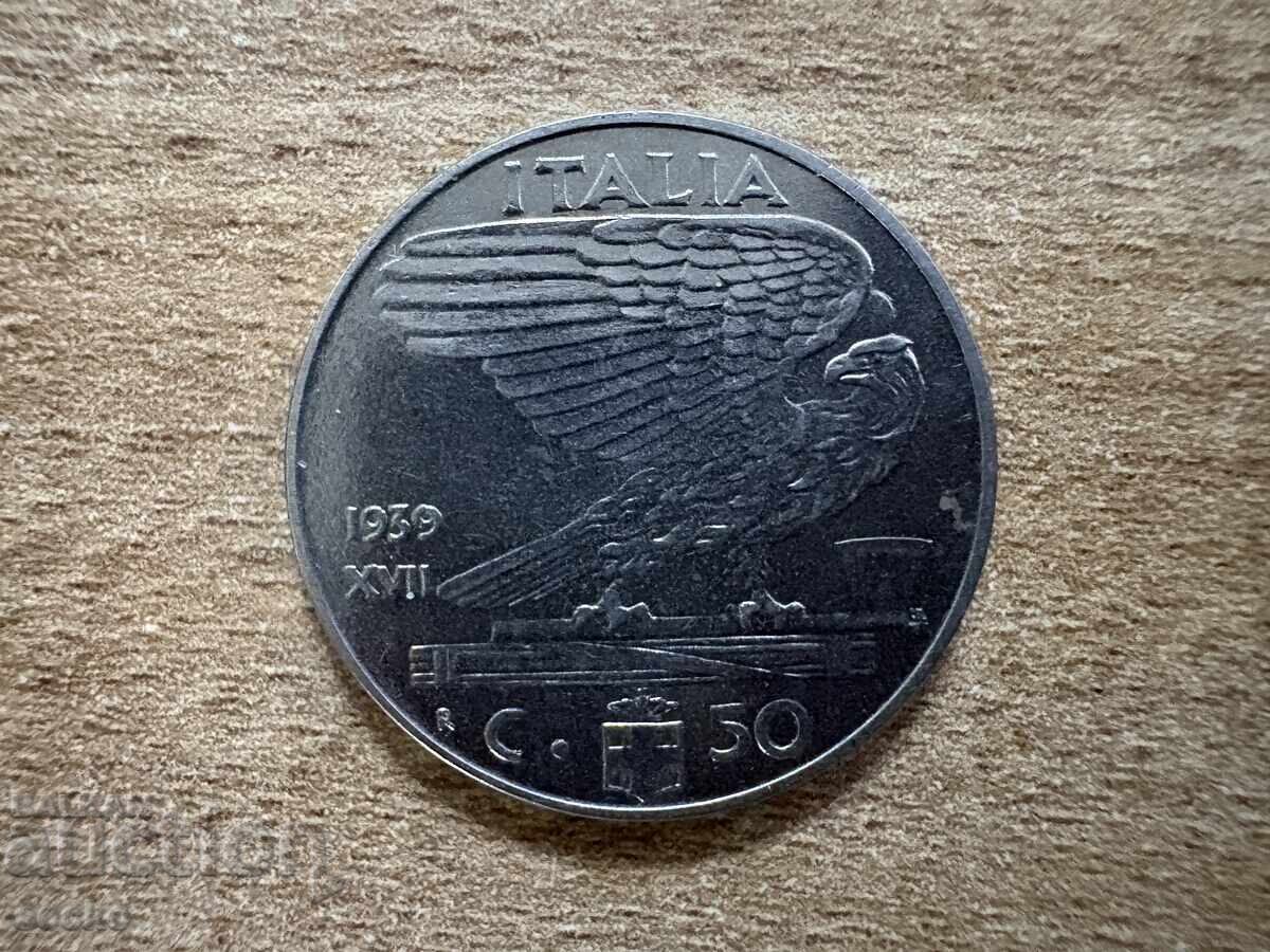 Italia - 50 centesimi (1939) - Nemagnetică - XVII