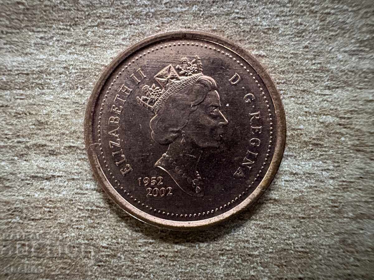 Canada - 1 cent (2002) - 50 de ani de domnie a Reginei cu preț € 0.12 | 0.23 BGN