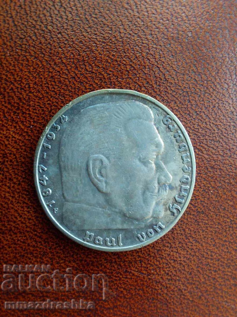 Licitație 2 Reichsmărci 1938 Argint