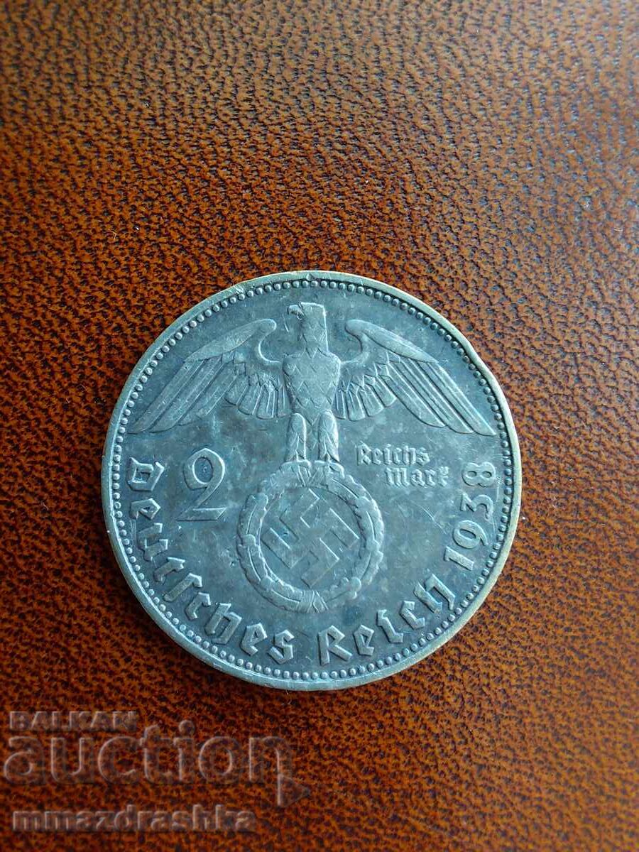 2 Reichsmărci 1938 Argint