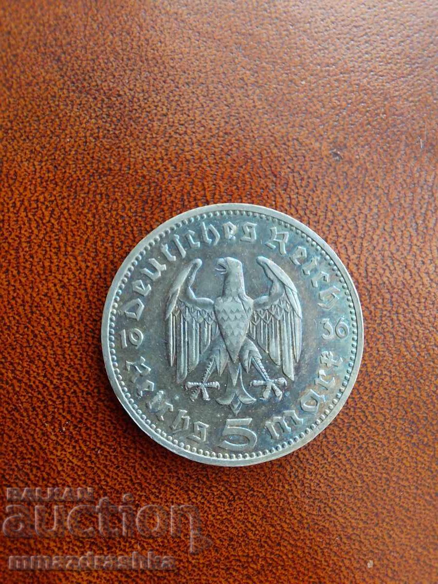 5 Reichsmark 1938 Argint