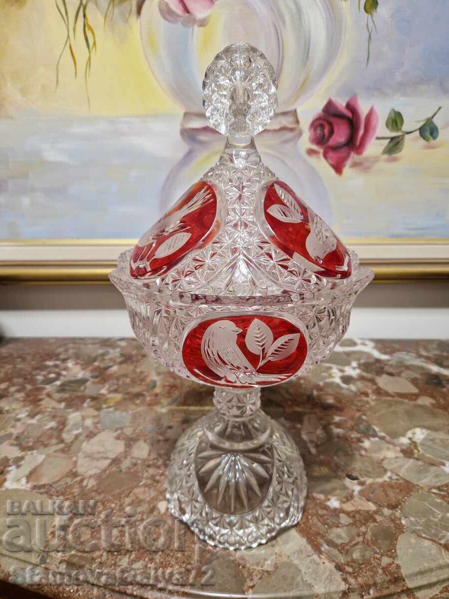 Unică bombonieră/bol mare antic din cristal german cu preț € 122.00 | 238.61 BGN