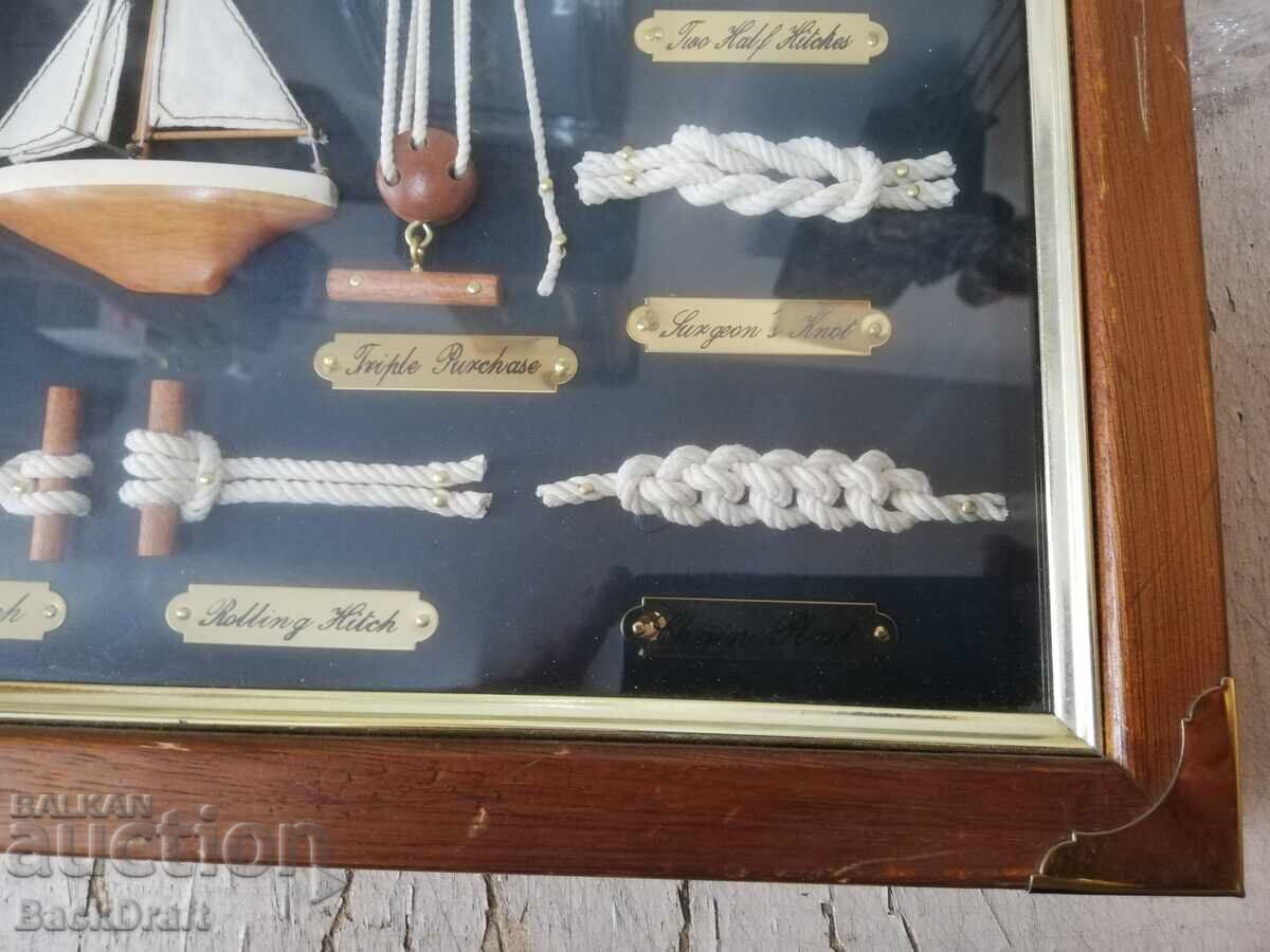 Licitație TABLOU DECORATIV, PANO CU NODURI MARINE, BARCĂ