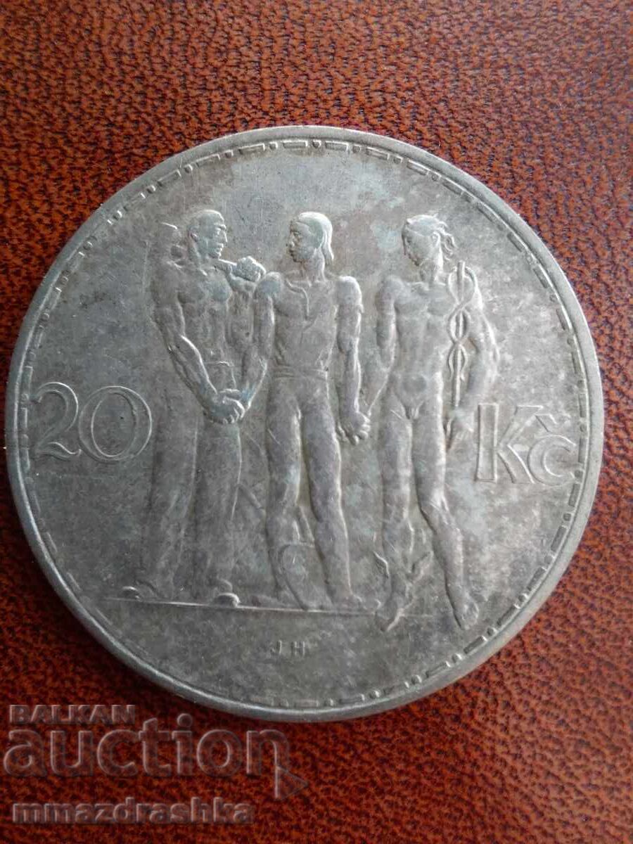 Licitație 20 coroane 1934 Cehoslovacia Argint Licitație 20 coroane 1934 Cehoslovacia Argint