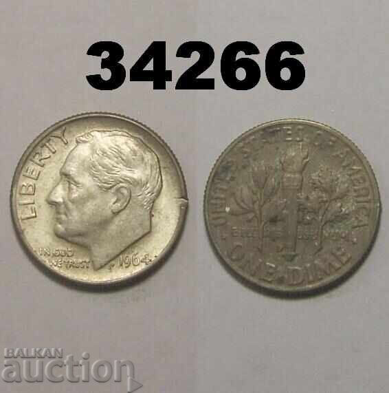 Notă, DDR!! SUA 1 dime 1964 D