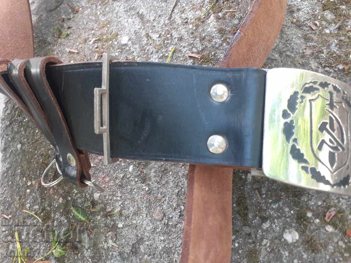 Παλιά μακριά δερμάτινη ζώνη πολιτοφυλακής, σοσιαλιστική αστυνομική - 5