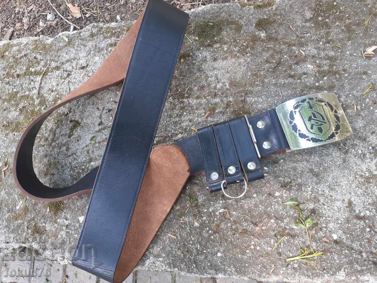 Παλιά μακριά δερμάτινη ζώνη πολιτοφυλακής, σοσιαλιστική αστυνομική