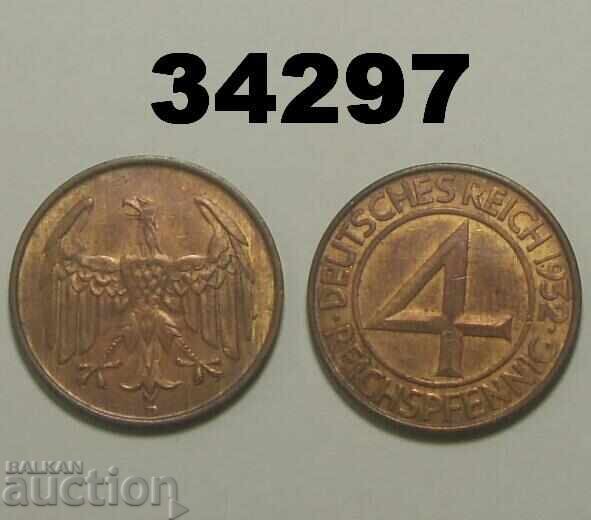 Γερμανία 4 Pfennig 1932 D Άριστα