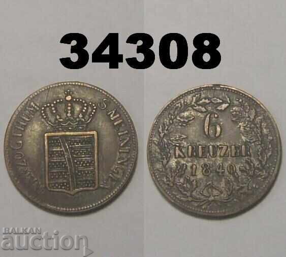 Fals! Saxe-Meiningen 6 kreuzer 1840 Germania