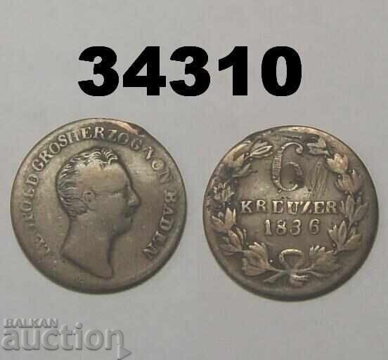 Απομίμηση! Baden 6 kreuzer 1836 Γερμανία