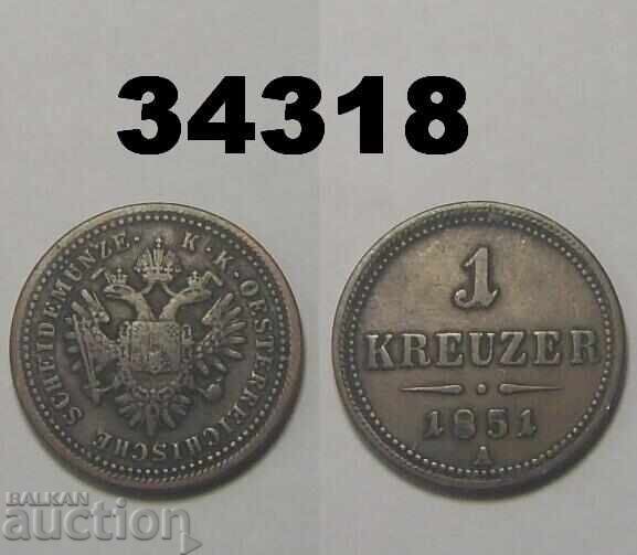 Austria 1 kreuzer 1851 A