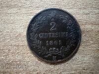 Italia - 2 centesimi (1861) - M