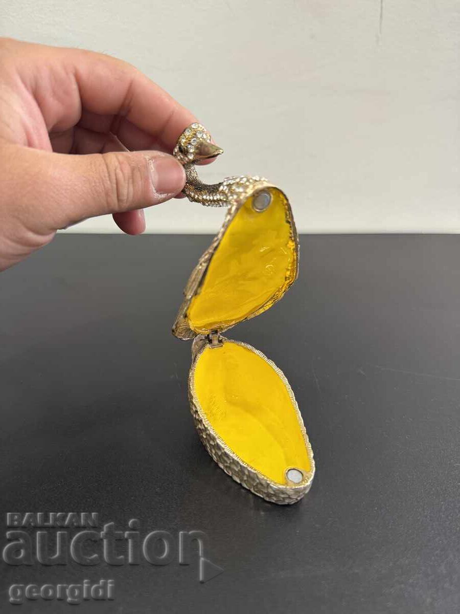 Cutie metalică pentru bijuterii cu cristale și glazură. Nr. 8158 - 5