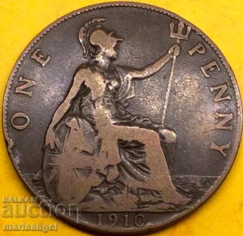 Marea Britanie 1 penny 1910 Edward VII - destul de rară - 6
