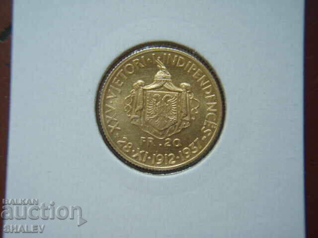 20 Francs Ar 1937 R Albania - AU/Unc (gold) with price € 2589.89 | 5065.40 BGN 20 Francs Ar 1937 R Albania - AU/Unc (gold) with price € 2589.89 | 5065.40 BGN