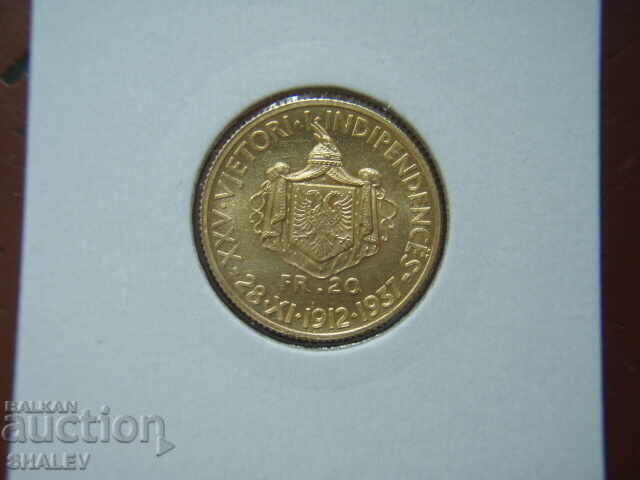 20 Franci Aur 1937 R Albania - AU/Unc (aur) 20 Franci Aur 1937 R Albania - AU/Unc (aur)