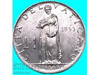 1 liră 1953 Vatican UNC PROOF-like Pius al XII-lea - rară