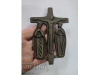 Autentic crucifix din bronz cu execuție stilizată