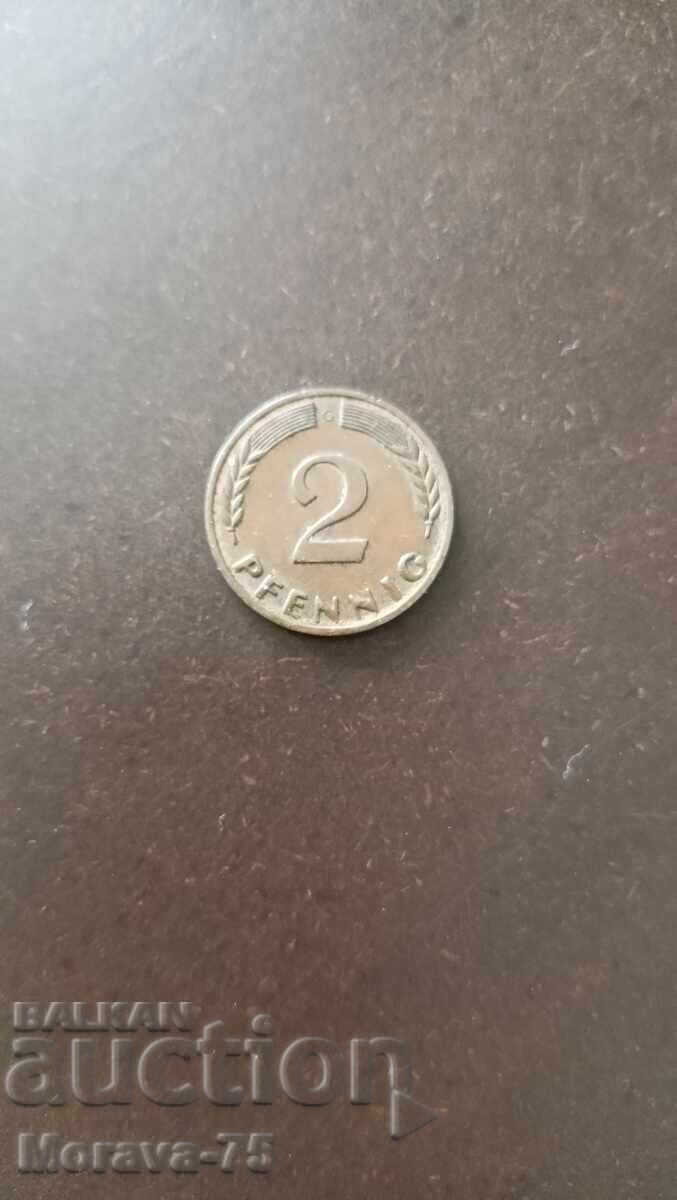 2 пфенинга 1966 Германия 2 пфенинга 1966 Германия