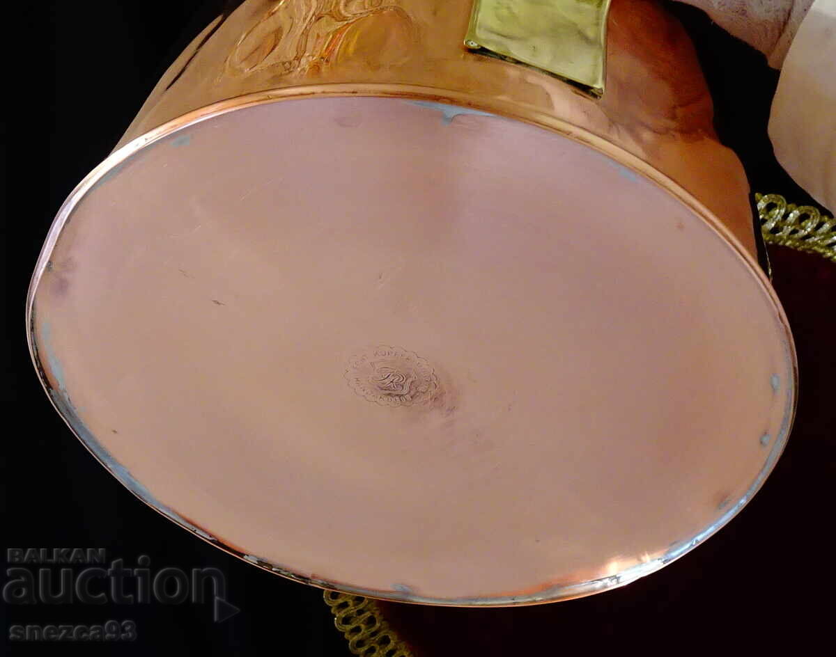 Cană din cupru cu capac, cupru roșu pur, 5 l, ștanțată - 5