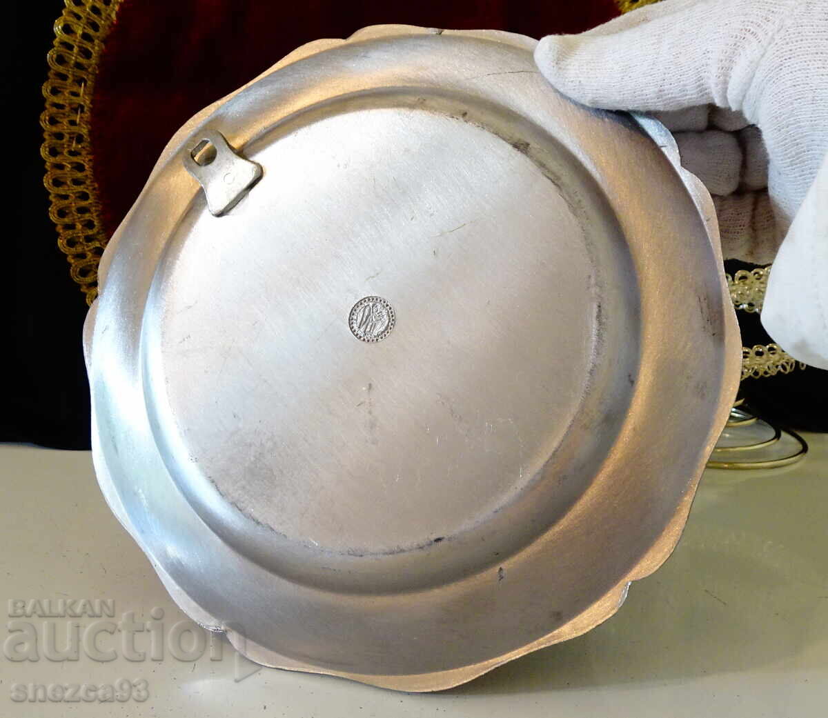 Farfurie din cositor pentru gravat 370 g, nuntă de cositor cu preț € 14.00 | 27.38 BGN