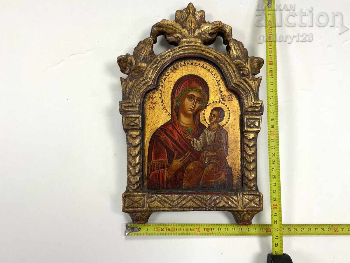 Painted Greek icon wood carving gilding egg tempera with price € 1.61 | 3.15 BGN