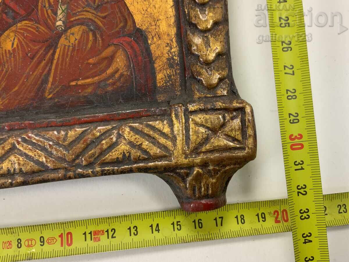 Delivery of Painted Greek icon wood carving gilding egg tempera