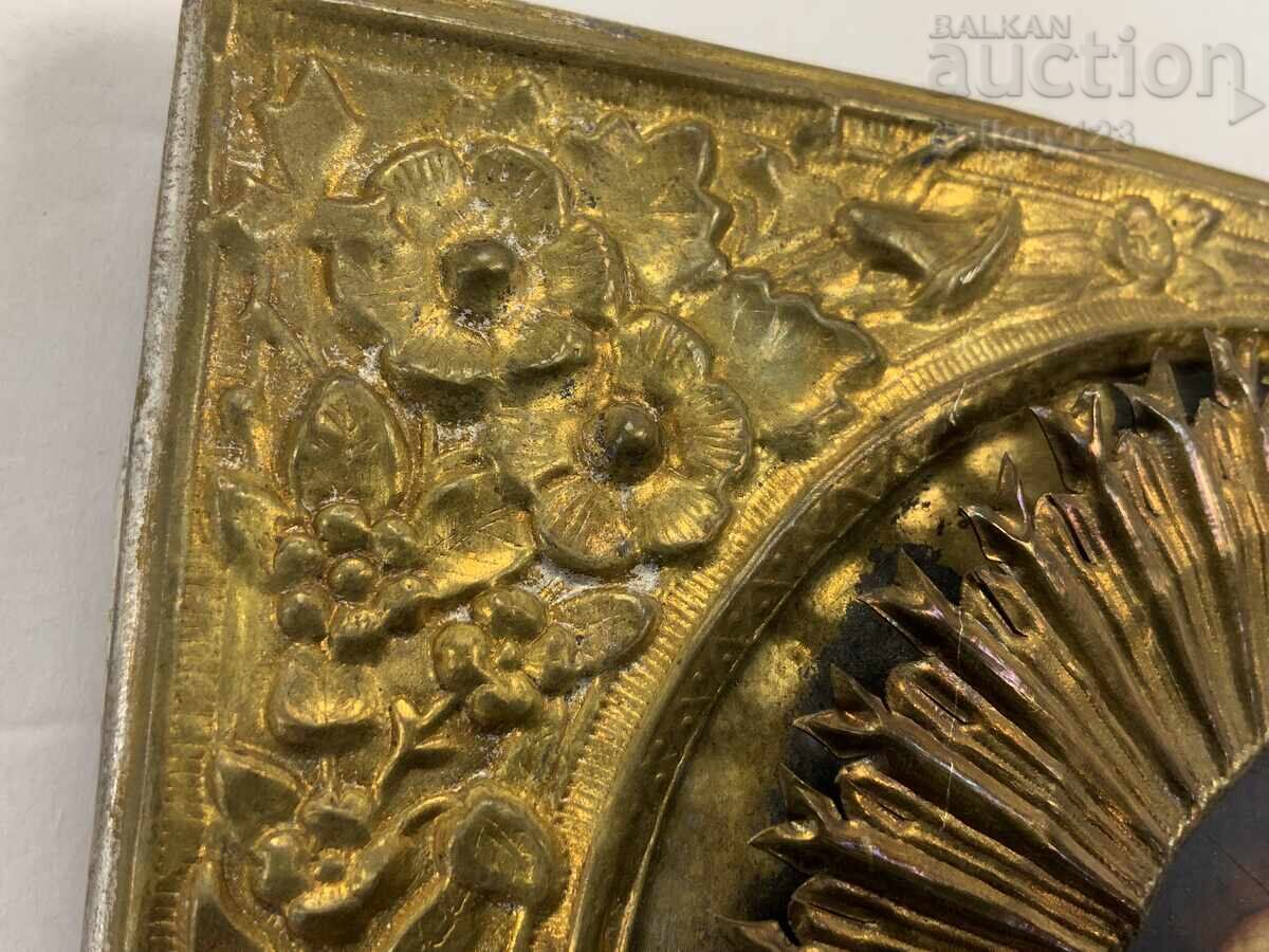 Царска Русия рисувана лаково маслена с обков позлата Христос - 5
