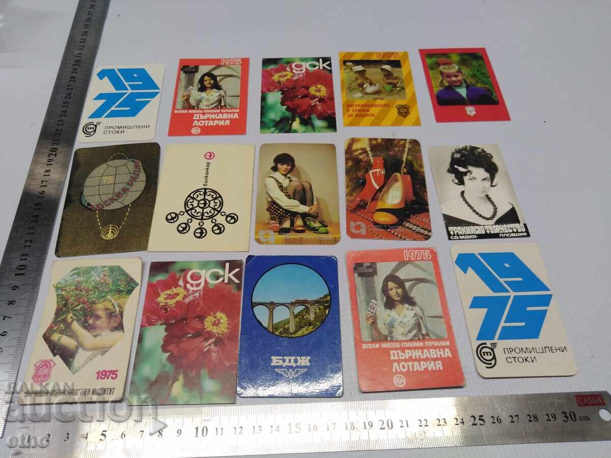1975 CALENDARE VECHI - 15 BUCĂȚI, calendar, calendăraș