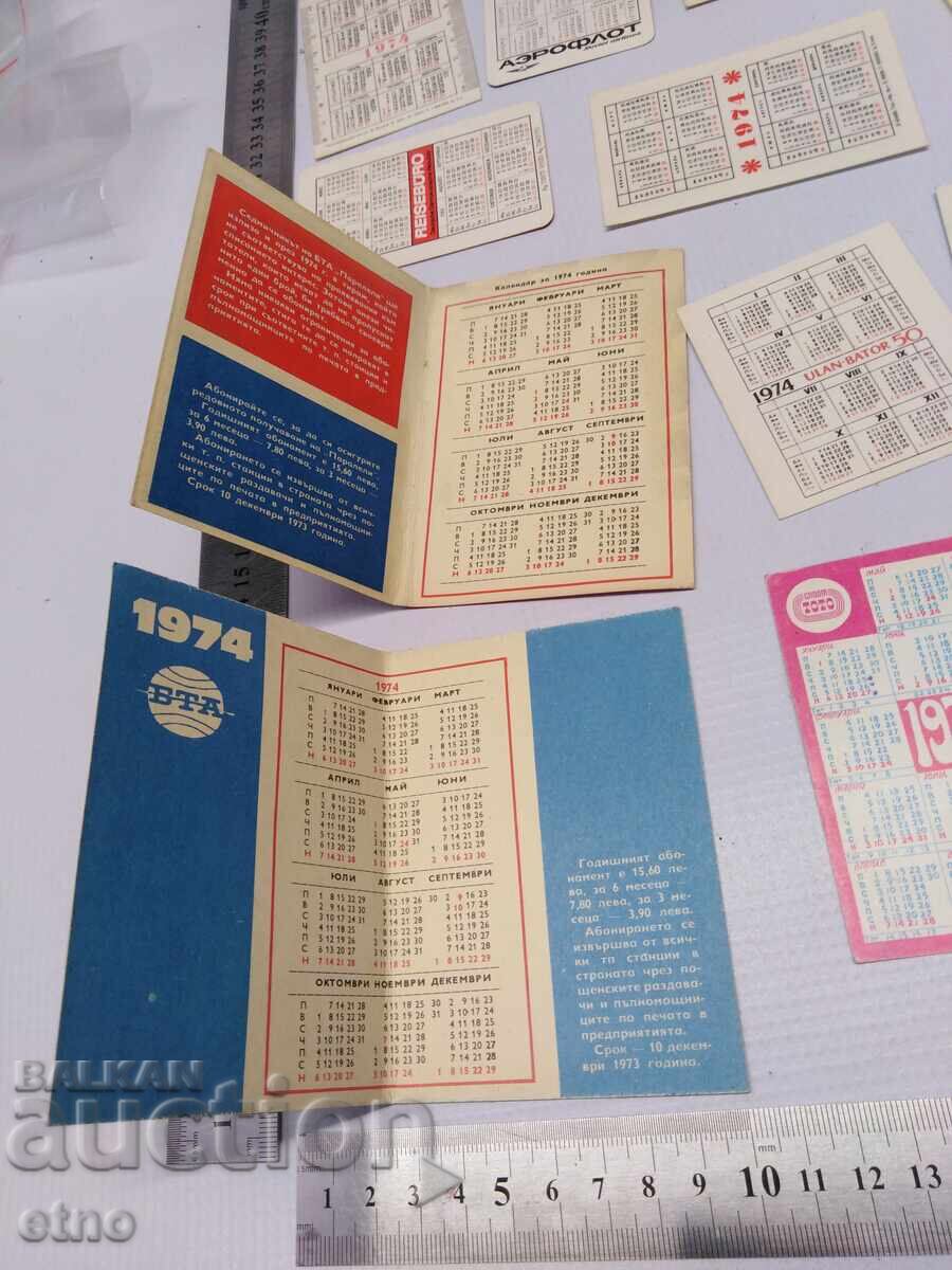 Livrarea BTA 1974 CALENDARE VECHI-15 BUCĂȚI, calendar, calendar mic