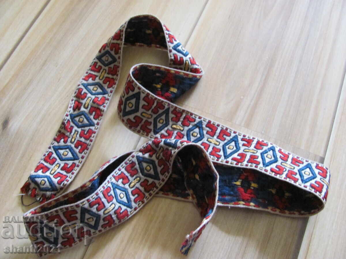 Brâu pentru costum popular, bumbac, broderie, 140x4,5 cm