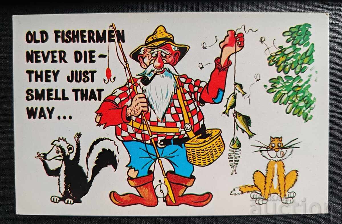 SUA. Carte poștală retro amuzantă cu inscripție umoristică în engleză SUA. Carte poștală retro amuzantă cu inscripție umoristică în engleză