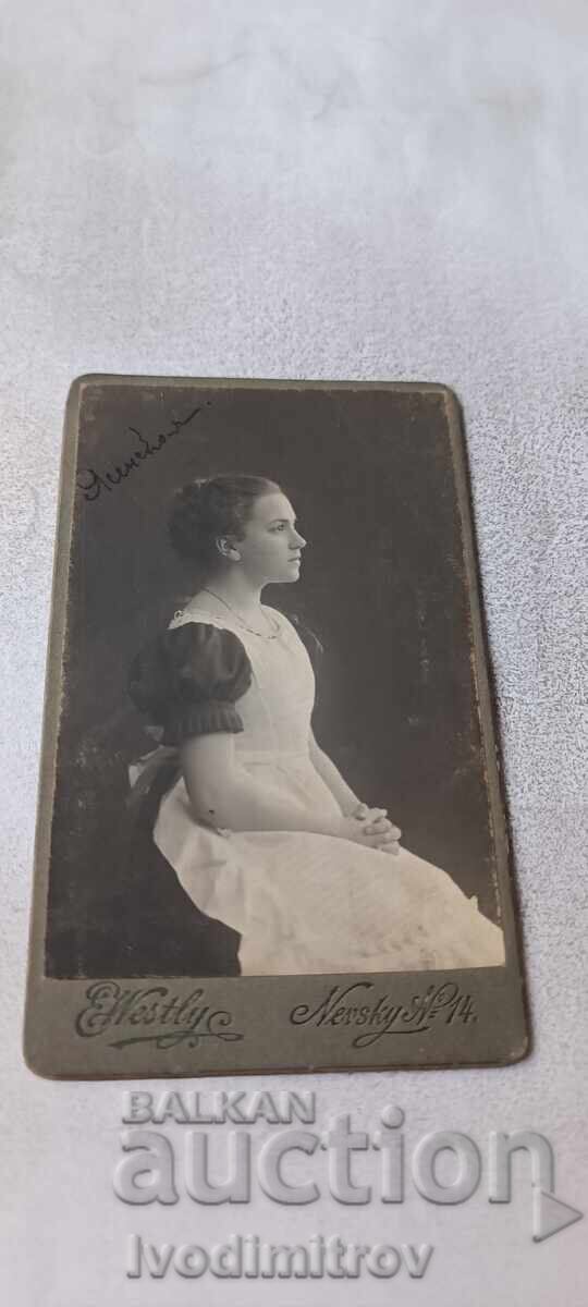 Fotografie tânără fată 1914 carton Fotografie tânără fată 1914 carton