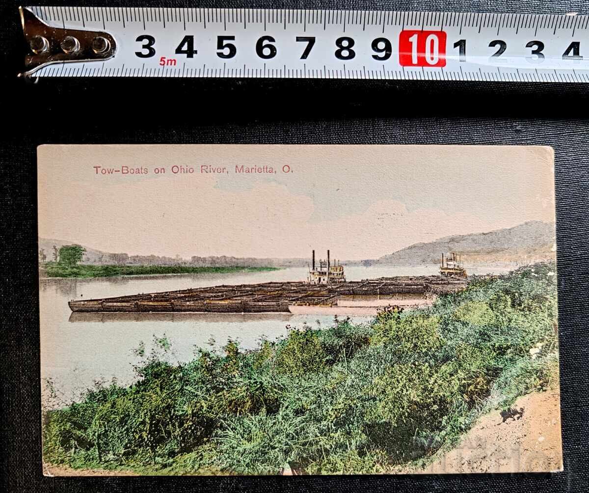 SUA. Carte poștală vintage înfățișând râul Ohio în apropiere cu preț € 6.77 | 13.24 BGN