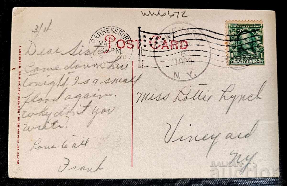 Licitație SUA. Carte poștală vintage înfățișând râul Ohio în apropiere