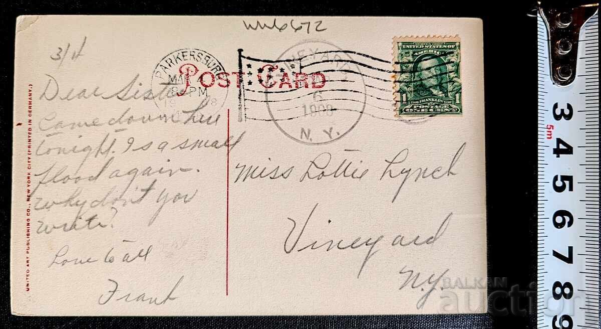 Livrarea SUA. Carte poștală vintage înfățișând râul Ohio în apropiere