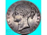 Marea Britanie 1 coroană 1847 28,13 g argint - rară și scumpă