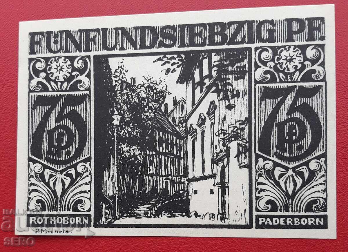 Банкнота-Германия-С.Рейн-Вестфалия-Падерборн-75 пфенига 1921 с цена € 1.00 | 1.96 лв.